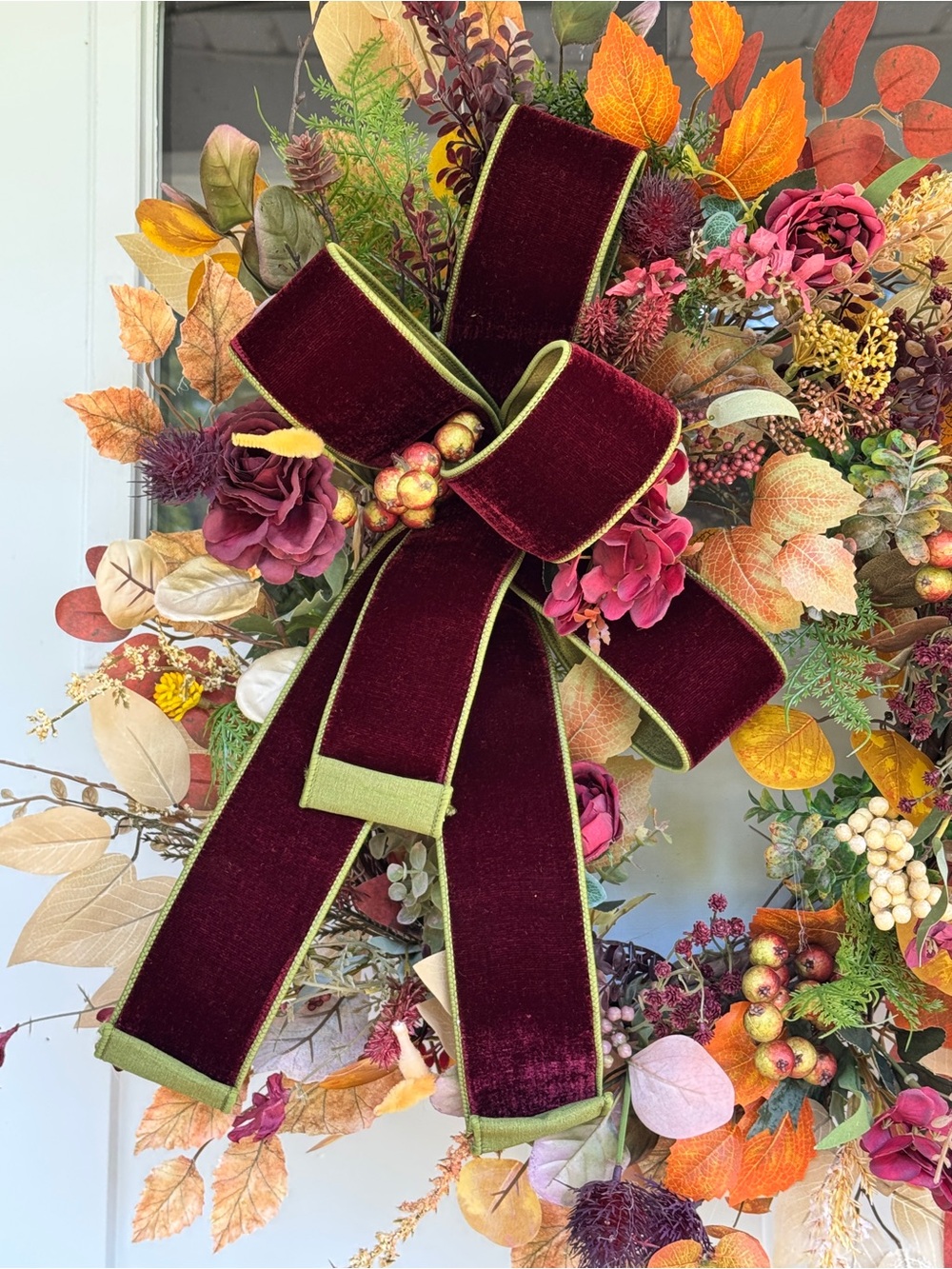 Burgundy Velvet & Autumn Wreath - Picture 2 of 8